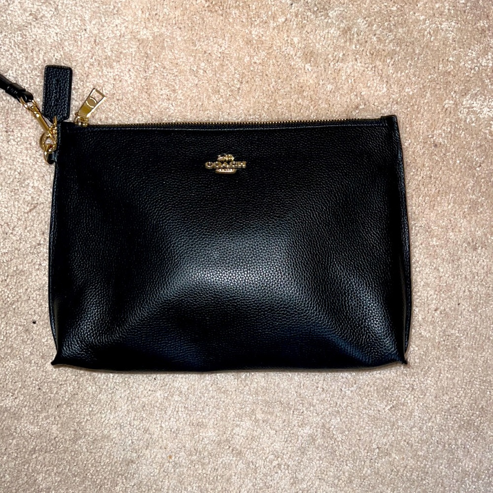 Large leather clutch w/ strap